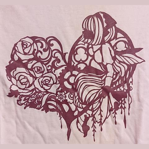 切り絵プリントTシャツ「薔薇と妖精」