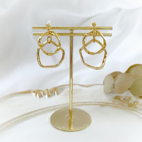 swing double ring ピアス イヤリング 樹脂ノンホールピアス