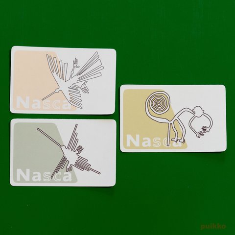 吸着シール　ナスカの地上絵　ICカードサイズ（3枚セット）