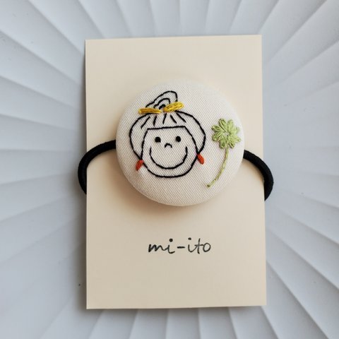 刺繍ヘアゴム🌷　no.1420　くるみぼたん　💛送料無料💛　