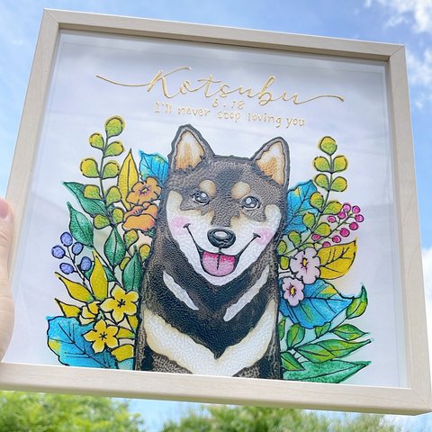 うちの子"透明"似顔絵アート ましかくBOXタイプ