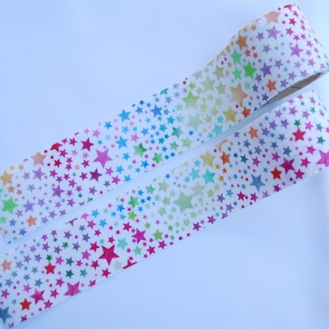 ファブリックリボン【rainbow Star　45mm幅】50cm～