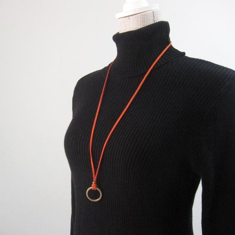 Glass cord　フープ　オレンジ フェイクスエード シンプル ネックレス/メガネコード