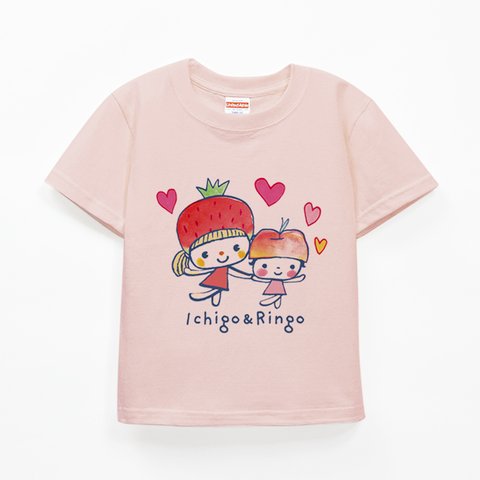 ペアでも着れる　名入れ　名前入り Ｔシャツ（いちご＆りんご）