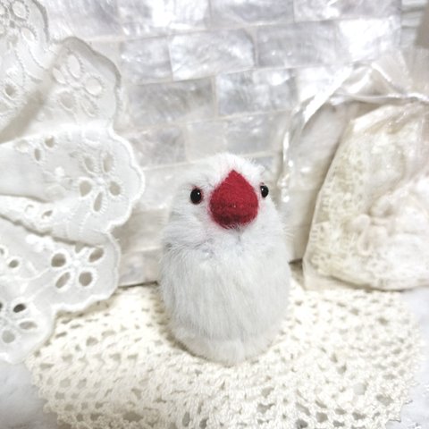 白文鳥さんのぬいぐるみ ハンドメイド 小鳥 