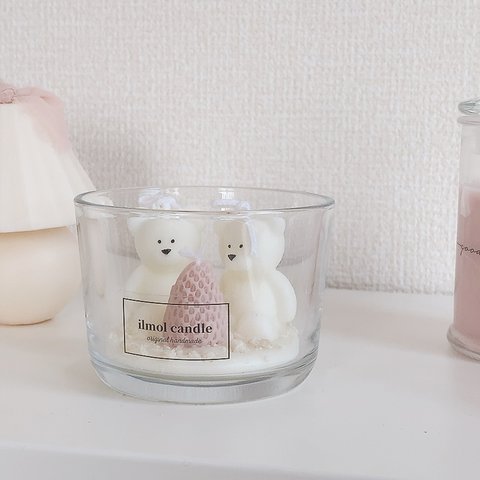 mini bear glass candle 〜ミニベア グラスキャンドル〜　韓国キャンドル　キャンドル　韓国インテリア　韓国雑貨