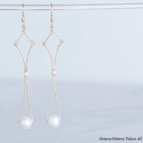 【Art Nouveau】14KGF Pearl Earrings-001-