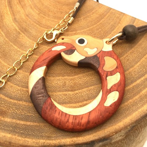木象嵌 ウロボロスの輪のメガネホルダー/ペンダント