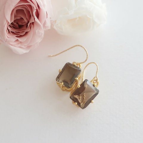 ✽ご褒美Jewel✽"SmokyQuartz"14kgfピアス,イヤリング