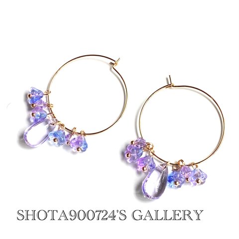 ライラックフープピアス💜