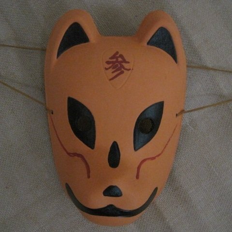 狐面　参　1点物/祭り/仮面/マスク/仮装/ハロウイン/刀/刃/鬼/妖怪/お面/男前/キツネ/アニマル/動物