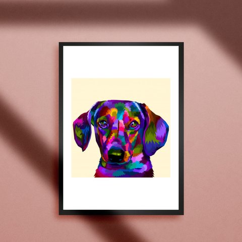 動物★アート★犬★イヌ★DOG★ドッグ★ドッグカフェ★グラフィックアート ④★colorful dog★A4アートポスター