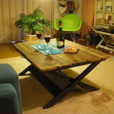 ハンドメイド古材天然木フォールディング(折りたたみ)テーブル