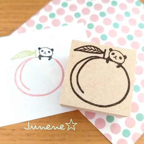 コメント書き込みはんこ(桃とチビパンダ)