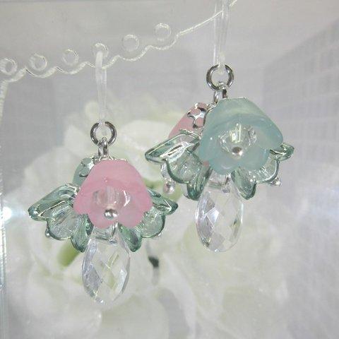 ☆☆紫陽花色すずらん（手染め）☆ピアス（樹脂フック）