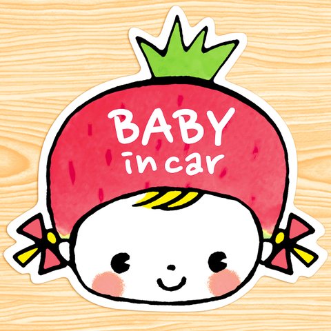 BABY IN CAR ベビーインカー マグネットステッカー(リトルストロベリー）