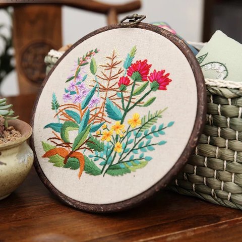 78花柄花模様　刺繍作成キット　お花シリーズ