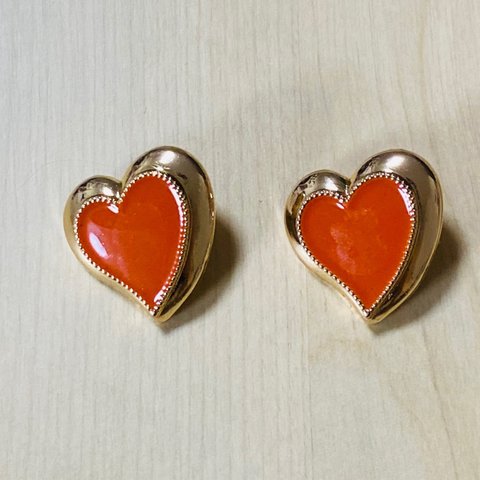 GOLD ORANGE HEART BUTTON PARTS