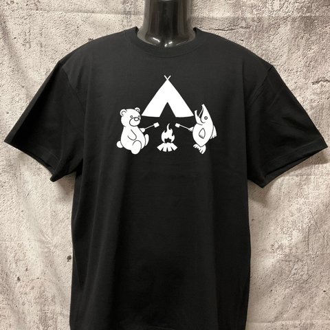 なかよしサケクマ　キャンプ　Tシャツ（半袖）