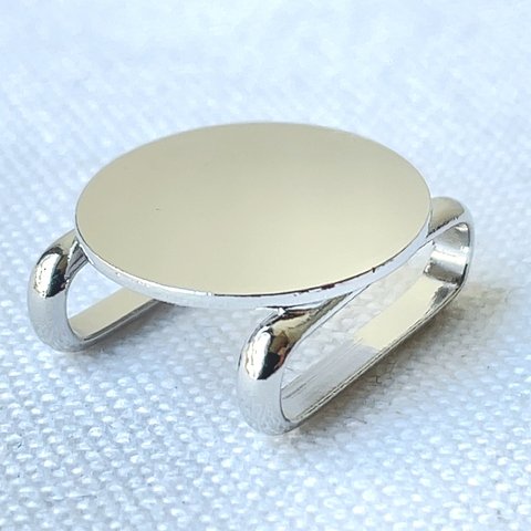 日本製 帯留め金具 (四分紐) 15mm皿 シルバー/真鍮製