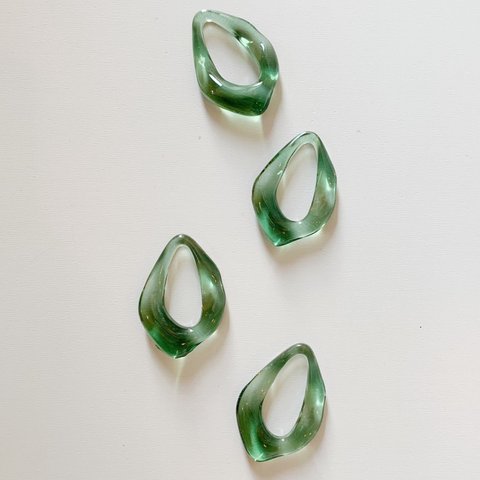 【4pcs green color #10】アクリル変形リングパーツ