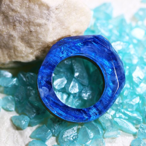 【送料無料】Wood Resin Ring/Sky ～ウッドレジンリング～