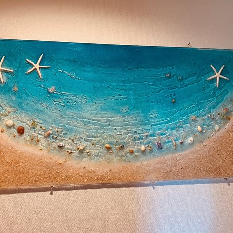  壁掛けアートパネルスタンド ターコイズブルームーンビーチ 90cm×45cm