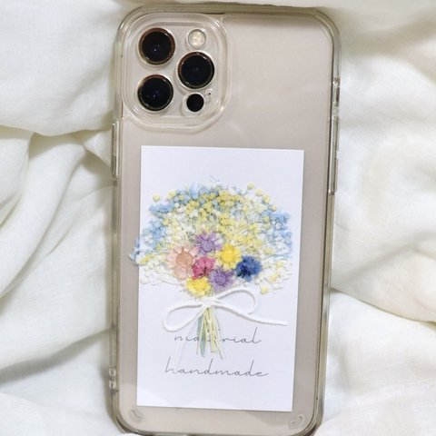 【全機種対応】スマートフォンインナーシート iPhone カバー ケース 花束 花 ドライフラワー 挟む 入れる 紙