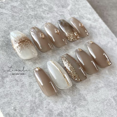 ネイルチップ  no.01 / laau nail / brown nuance nail