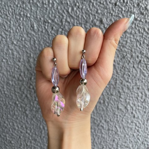 パープルシルバーピアス