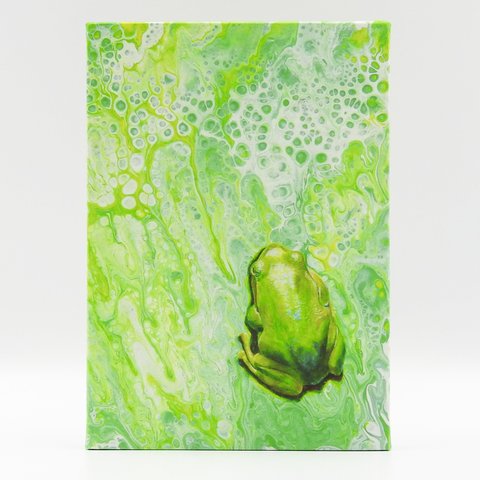 絵画パネル 「ひっつき蛙」A5サイズ 