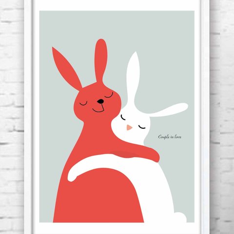 Love　ウサギ　イラスト　ポスター  A4　アートポスター　全作オリジナル　アートsei（新着順）で検索　1153