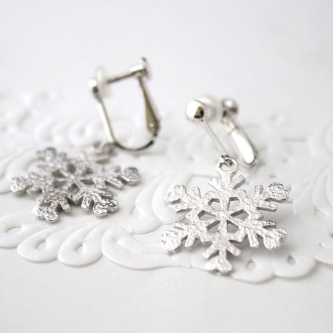 snow crystal earring (rhodium plating)【受注制作】