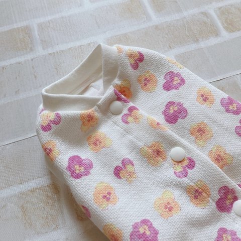 再販🌸 犬服S パンジー オレンジ　バックオープン(背中開き)✨送料無料✨