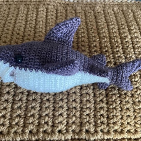 かぎ針編み海洋生物ホオジロザメかわいい編みぐるみ (Mサイズ) Crochet Sea Creatures Great White Shark Amigurumi (M size)