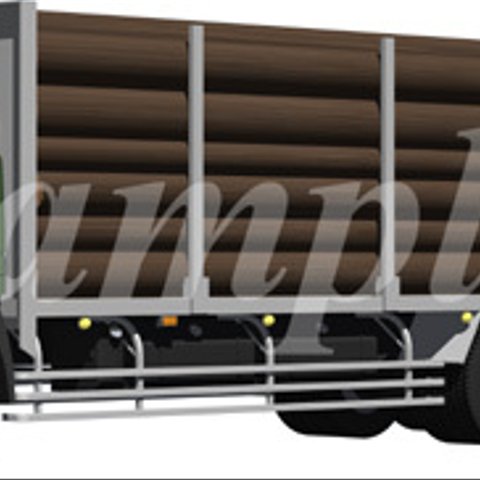 物流に欠かせない10輪大型トラック木材運搬車、切抜き画像イラスト019
