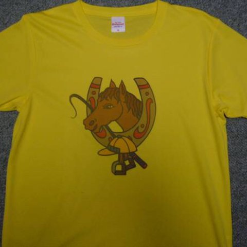 馬 競馬 ドライTシャツ 黄色 グッズ