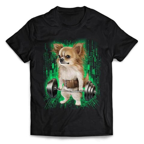 半袖Tシャツ チワワ 犬  筋トレ 筋肉 ウエイトリフティング ジム サイバー by FOX REPUBLIC