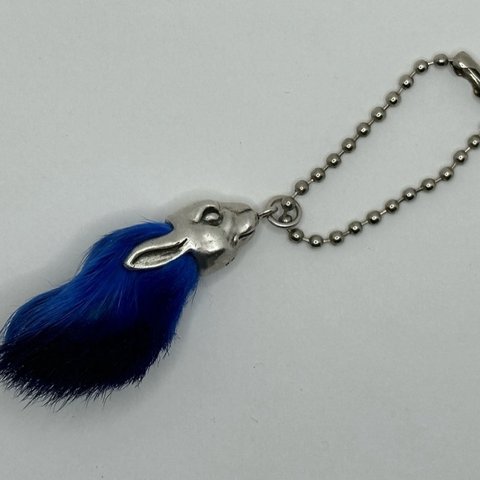 ◆シルバー◆ラビットフット キーホルダー◆ブルー◆ LUCKY RABBIT FOOT KEYCHAIN 