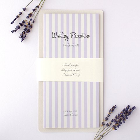 [sample] 送料無料！席次表付きプロフィールブック “London Stripe lavender” for wedding