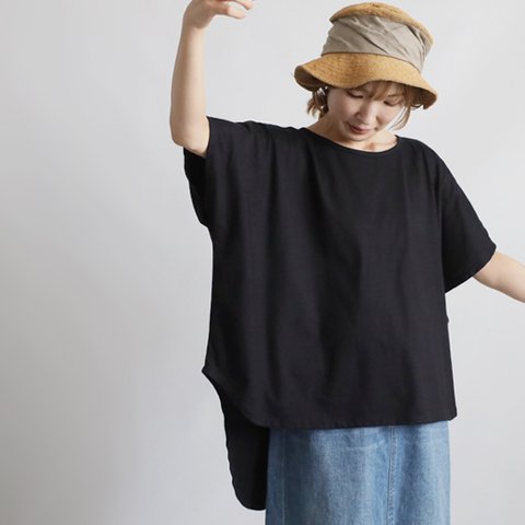 ＊初夏ＳＡＬＥ　　度詰め天竺コットンTシャツ生地　燕尾裾　変形 カットソー チュニック オーバーシャツH89A