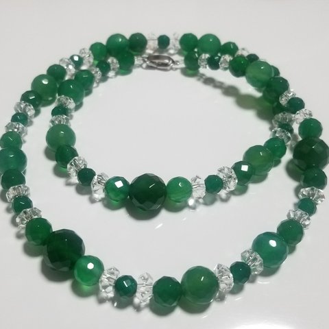 天然石 ﾊﾟﾜｰｽﾄｰﾝ ﾈｯｸﾚｽ Green
~* 瑪瑙(ｱｹﾞｰﾄ)&  ｸﾘｽﾀﾙ *~ 

