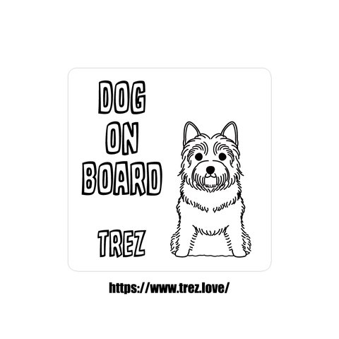 全8色 名前入り DOG ON BOARD ケアーンテリア ラインアート ステッカー