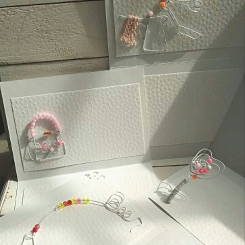 ◆春色メッセージカード 　4枚セット◆ ピンク系　