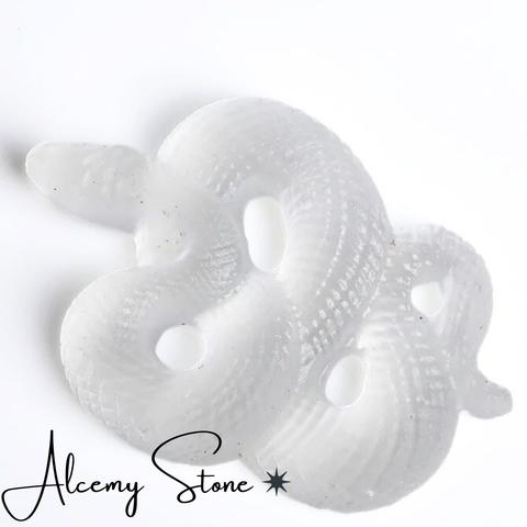 白蛇セレナイト天然石 蛇 金運 芸術 芸能 お守り 蛇の彫刻
