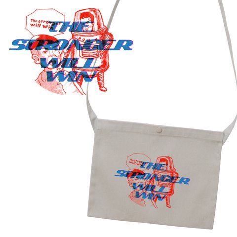 オリジナルイラスト　サコッシュ　THE STRONGER WILL WIN　お出かけ　カワイイ　オリジナル　レトロ