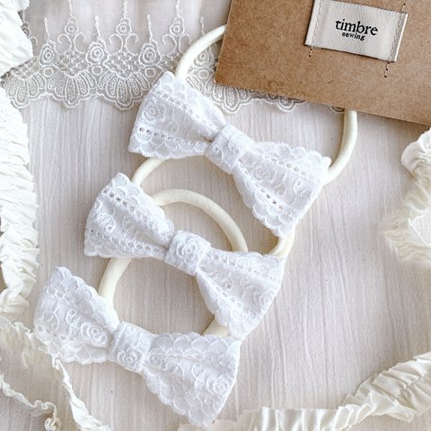 baby headband lace ribbon    ベビーヘアバンド　ホワイト　リボン