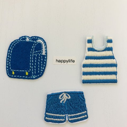 3枚入　夏　アイロンワッペン　刺繍ワッペン