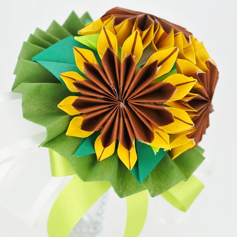 Paper flower kit with video ♥ Sunflower Origami Bouquet Kit ♥