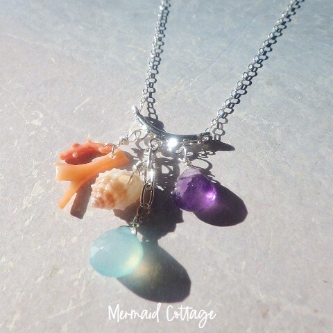 *sv925*Mermaid Ocean Swing Necklace カルセドニー＆アメジスト